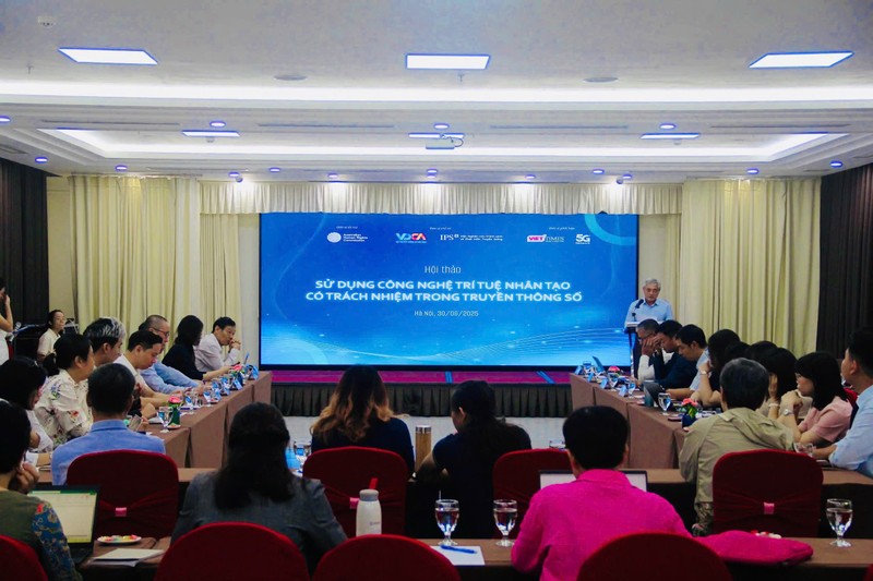 Toàn cảnh Hội thảo sử dụng công nghệ trí tuệ nhân tạo có trách nhiệm trong truyền thông số. Ảnh: Q.A. Anh 1.jpeg