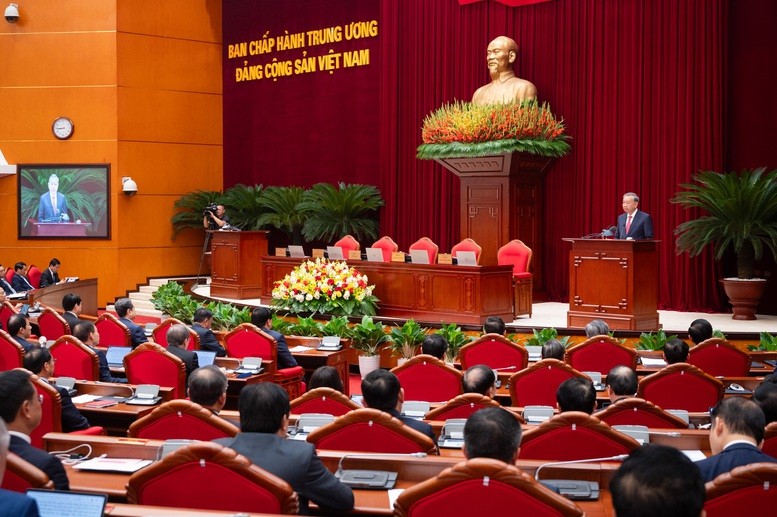 Tổng bí thư Tô Lâm phát biểu bế mạc Hội nghị lần thứ 13 Ban Chấp hành Trung ương Đảng khóa 13. Ảnh: VGP. Anh 1.jpg