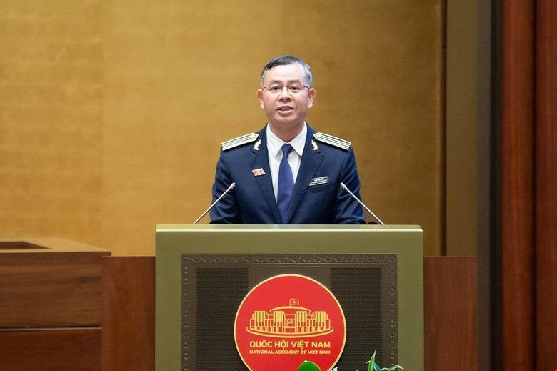 Tổng Kiểm toán Nhà nước Ngô Văn Tuấn trình bày báo cáo công tác nhiệm kỳ 2021-2026 của Kiểm toán Nhà nước. Ảnh: Quốc hội. Anh 1.jpg