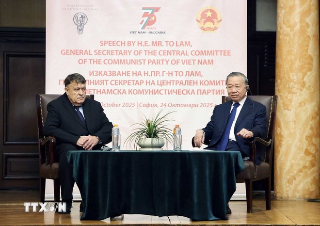 Tổng Bí thư Tô Lâm tại Đại học Sofia. Ảnh: Thống Nhất/TTXVN. Anh 1.jpg
