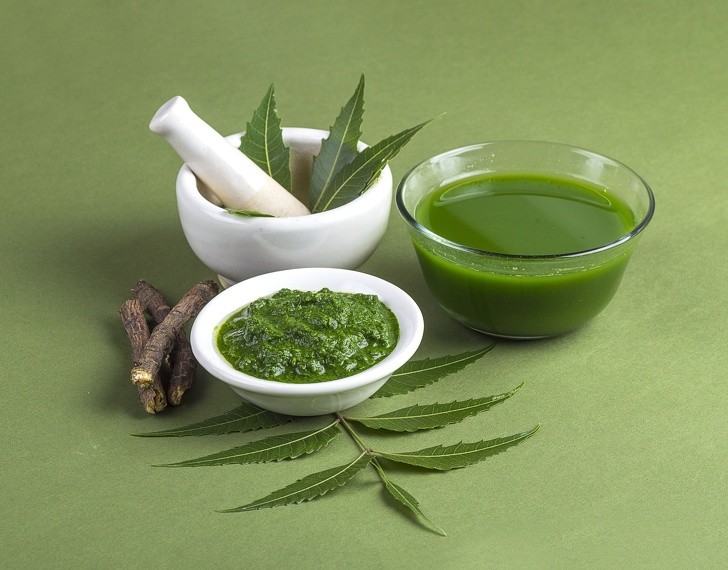 Các dưỡng chất trong lá neem có tác dụng kháng nấm, kháng khuẩn nên thường được dùng để trị gàu, ngứa da. Ảnh: Brightside Các dưỡng chất trong lá neem có tác dụng kháng nấm, kháng khuẩn nên thường được dùng để trị gàu, ngứa da. Ảnh: Brightside