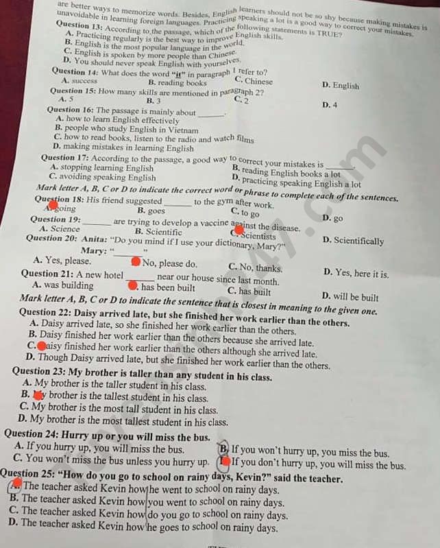 Đề thi tuyển sinh vào lớp 10 môn tiếng Anh thành phố Hải Phòng năm 2020. Ảnh: TTHN Đề thi tuyển sinh vào lớp 10 môn tiếng Anh thành phố Hải Phòng năm 2020. Ảnh: TTHN