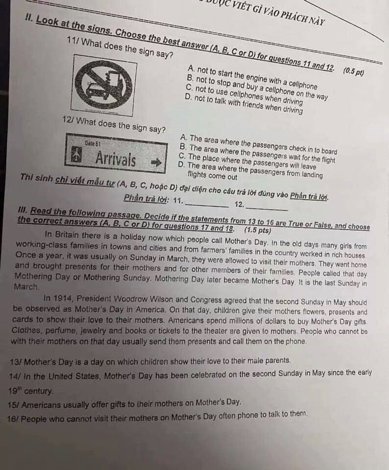 Đề thi tuyển sinh vào lớp 10 môn Anh, TPHCM năm 2020. Trang 2/4 Đề thi tuyển sinh vào lớp 10 môn Anh, TPHCM năm 2020. Trang 2/4