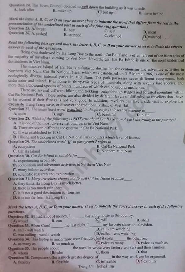 Đề thi tuyển sinh vào lớp 10 môn Tiếng Anh tỉnh Bắc Ninh năm 2020. Trang 3/4. Nguồn: TTHN Đề thi tuyển sinh vào lớp 10 môn Tiếng Anh tỉnh Bắc Ninh năm 2020. Trang 3/4. Nguồn: TTHN