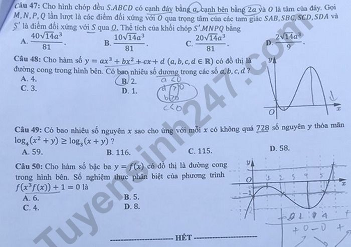 Đề thi tốt nghiệp THPT năm 2020 môn Toán mã đề 117. Nguồn: TTHN Đề thi tốt nghiệp THPT năm 2020 môn Toán mã đề 117. Nguồn: TTHN