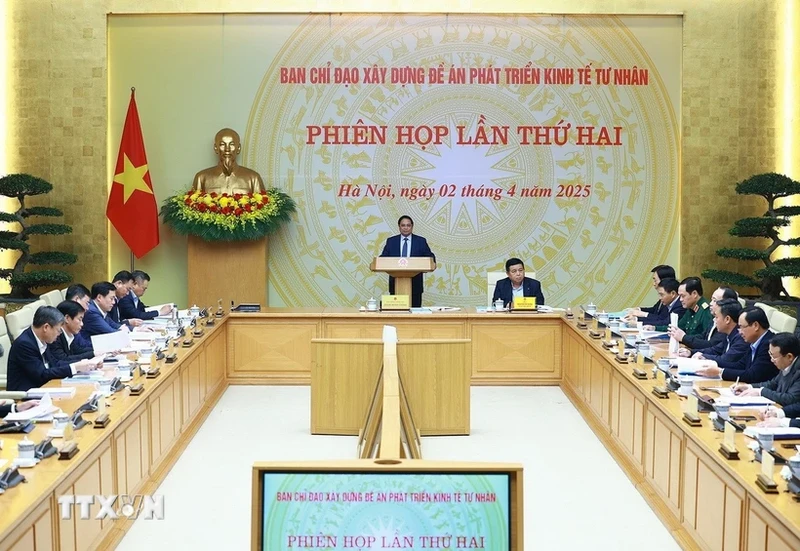 Thủ tướng Phạm Minh Chính phát biểu chỉ đạo tại phiên họp lần thứ hai của Ban Chỉ đạo xây dựng đề án phát triển kinh tế tư nhân. (Ảnh: Dương Giang/TTXVN). thu-tuong-pham-minh-chinh.jpg