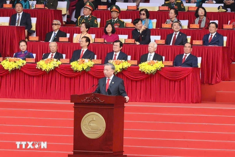 Tổng Bí thư Tô Lâm phát biểu tại Lễ kỷ niệm. Ảnh: TTXVN. tong-bi-thu-50-nam-ngay-giai-phong-mien-nam-thong-nhat-dat-nuoc-3004.jpg