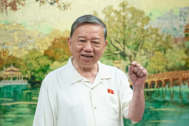 Tổng Bí thư Tô Lâm phát biểu chiều nay. Ảnh: Phạm Thắng 17-5 TBT.jpg