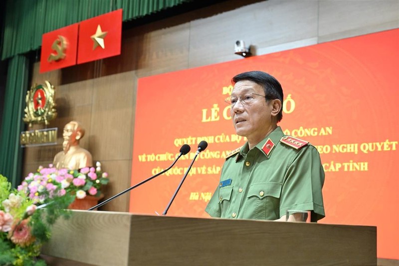 Đại tướng Lương Tam Quang - Bộ trưởng Bộ Công an phát biểu. Ảnh: Bộ Công an 28-6 BCA4.jpg
