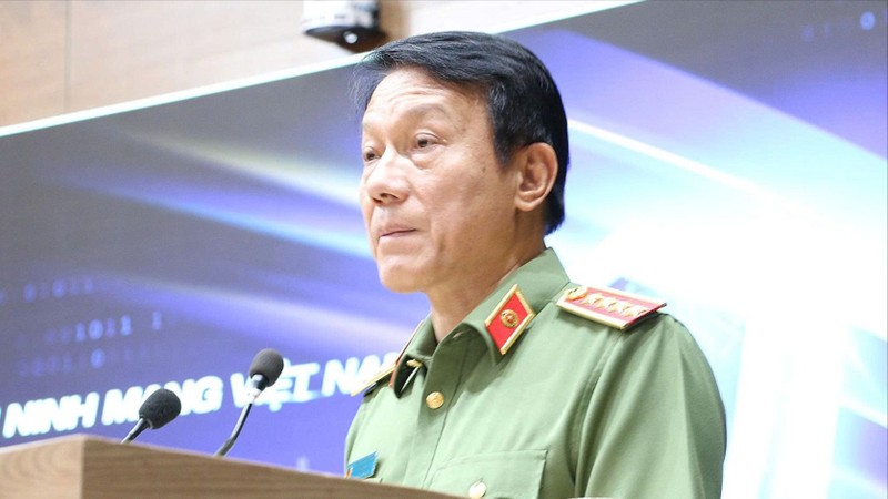 Đại tướng, Bộ trưởng Công an Lương Tam Quang phát biểu tại sự kiện. 5-8 Dai tuong.jpg