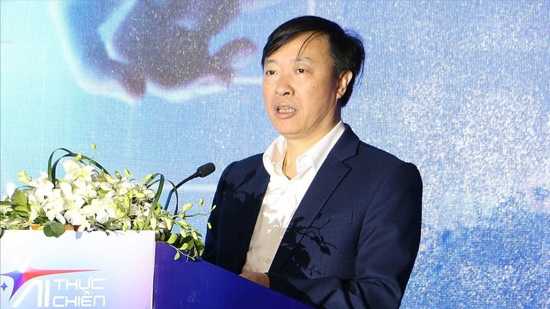 Thiếu tướng Nguyễn Ngọc Cương phát biểu tại sự kiện. AI thuc chien 1.jpg