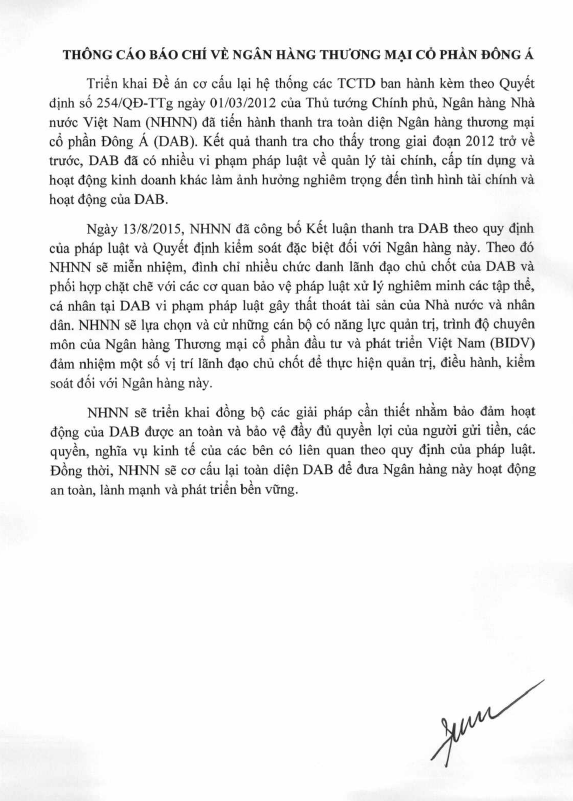 NHTMCP Đông Á bị kiểm soát đặc biệt, miễn nhiệm hàng loạt lãnh đạo ảnh 1 NHTMCP Đông Á bị kiểm soát đặc biệt, miễn nhiệm hàng loạt lãnh đạo ảnh 1