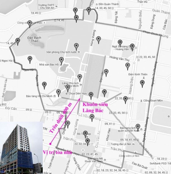 Kỳ lạ 'pháo đài' dòm xuống Lăng Bác