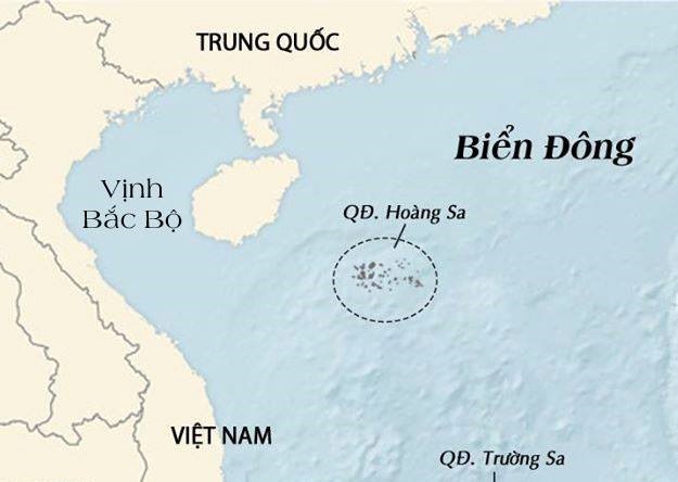Bản đồ Vịnh Bắc Bộ và quần đảo Hoàng Sa trên Biển Đông. Giàn khoan HD-981 của Trung Quốc đang hoạt động ngoài cửa Vịnh Bắc Bộ - Đồ họa:WSJ Bản đồ Vịnh Bắc Bộ và quần đảo Hoàng Sa trên Biển Đông. Giàn khoan HD-981 của Trung Quốc đang hoạt động ngoài cửa Vịnh Bắc Bộ - Đồ họa:WSJ