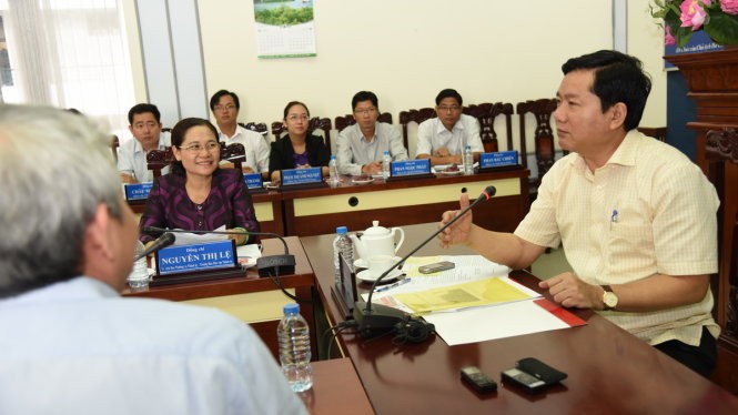 Bí thư Đinh La Thăng tại buổi làm việc sáng 20-5 - Ảnh: Tự Trung