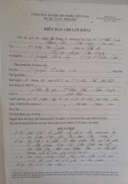 Biên bản vụ đổ rác thải của Formosa tại thị trấn Thiên Cầm.