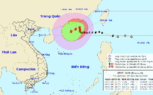 Vị trí và hướng đi của bão số 6