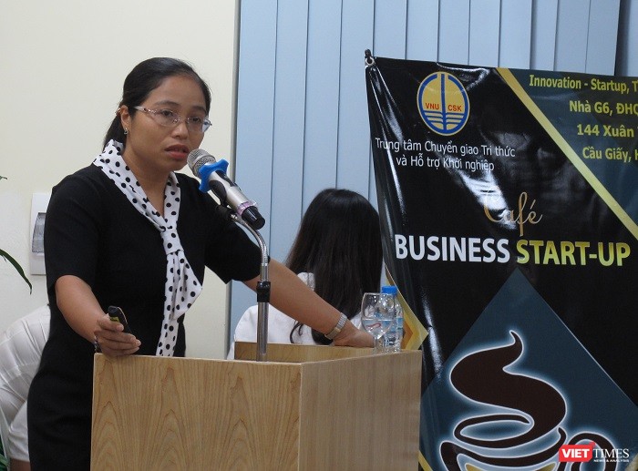 Chuỗi Café Business Start-up: “Cửa” hi vọng của sinh viên và nhà nghiên cứu ảnh 1 Tiến sĩ Nguyễn Tuyết Mai giới thiệu về dự án Khởi nghiệp Bio-SAP từ phụ phẩm nông nghiệp. Ảnh: VietTimes.