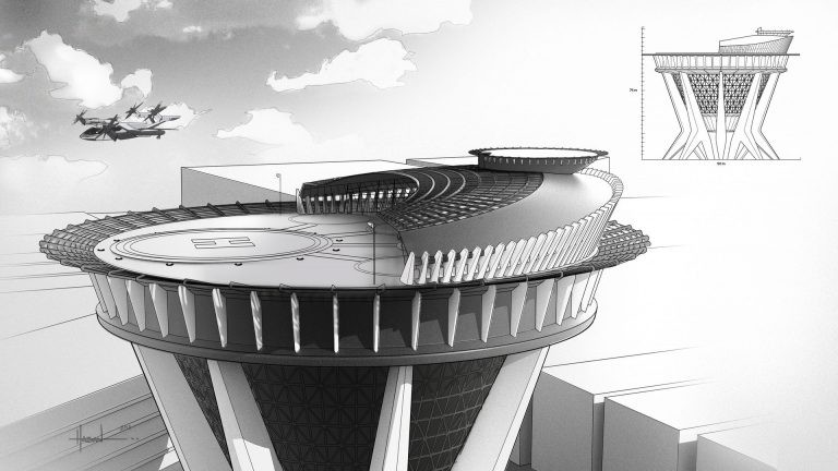 Mô hình trạm dừng taxi bay (Ảnh: carscoops)