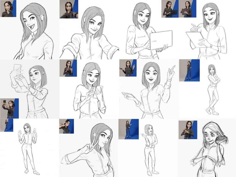 Bản vẽ các tạo hình hành động của Sam (Ảnh: Android Headlines) Bản vẽ các tạo hình hành động của Sam (Ảnh: Android Headlines)