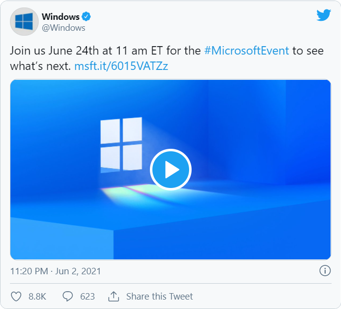 Bài đăng trên Twitter của Windows (Ảnh: Tom&apos;s Hardware)
