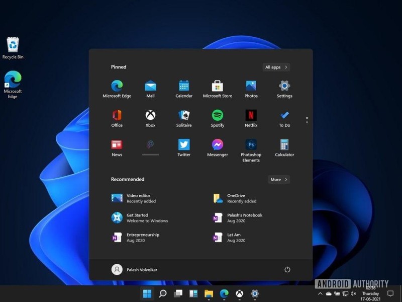 Menu Start có những chỉnh sửa lớn (Ảnh: Android Authority) Menu Start có những chỉnh sửa lớn (Ảnh: Android Authority)