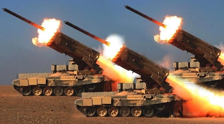 Hệ thống pháo nhiệt áp TOS-1A của Nga (Ảnh: Military Watch Magazine) Hệ thống pháo nhiệt áp TOS-1A của Nga (Ảnh: Military Watch Magazine)