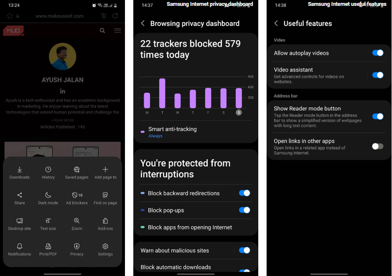 Samsung Internet (Ảnh: Make Use Of)