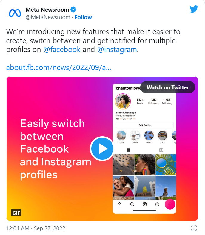 Bài đăng trên Twitter của Meta (Ảnh: PetaPixel)