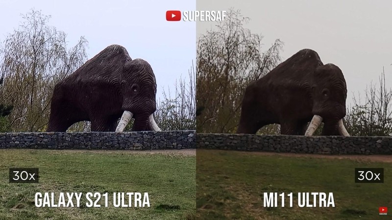 Camera tele trên Samsung S21 nhỉnh hơn Mi 11 Ultra (Ảnh cắt từ YouTube)