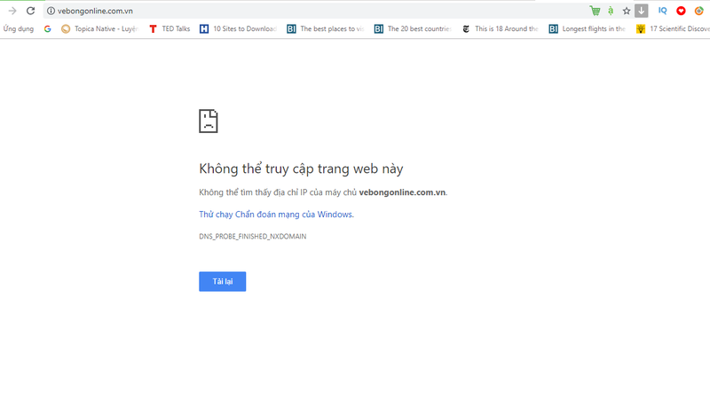 Trang web sập chưa được khắc phục Trang web sập chưa được khắc phục