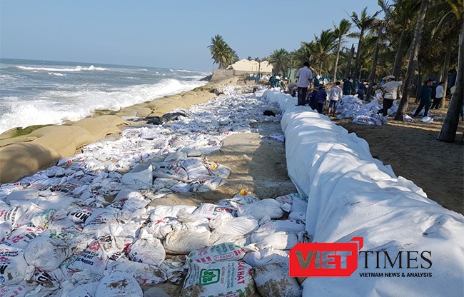 Hội An, Cửa Đại, bãi biển, sạt lở, xâm thực, bao cát, cứu chữa, bao cát, VietTimes