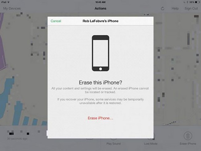 Thiết lập xoá dữ liệu từ xa trong trường hợp bị thất lạc thiết bị.