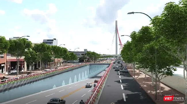 Khu vực hầm chui dẫn lên cầu Trần Thị Lý