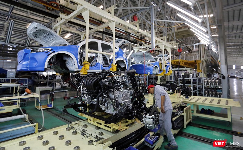 Một góc dây chuyền sản xuất và lắp ráp xe ô tô tại nhà máy của Thaco ở Quảng Nam