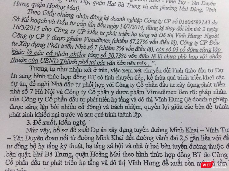 Trích văn bản số 3132/KH&ĐT-ĐT ngày 24/9/2015 của Sở KHĐT Hà Nội