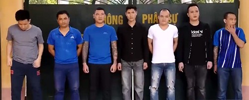 7 nghi can đang bị tạm giam tại Công an tỉnh Thanh Hóa. Ảnh: C.A.