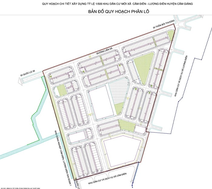 Bản đồ quy hoạch phân lô khu dân cư mới Cẩm Điền - Lương Điền/ Ảnh: baohaiduong.vn