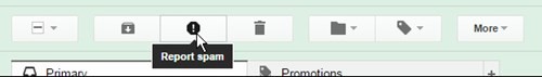 Nút báo cáo một email là thư rác trên Gmail.