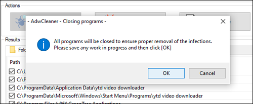 Hộp thoại thông báo xác yêu cầu người dùng trước khi xóa, hãy nhấnYesđể tiếp tục.