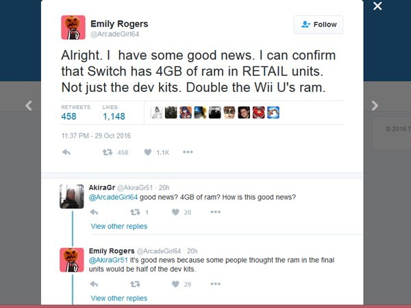 Máy chơi game Nintendo Switch trang bị RAM 4GB ảnh 1