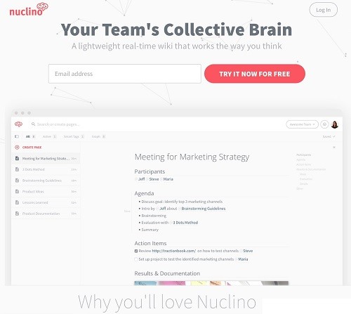 Nuclino hoạt động trên nền tảng đám mây