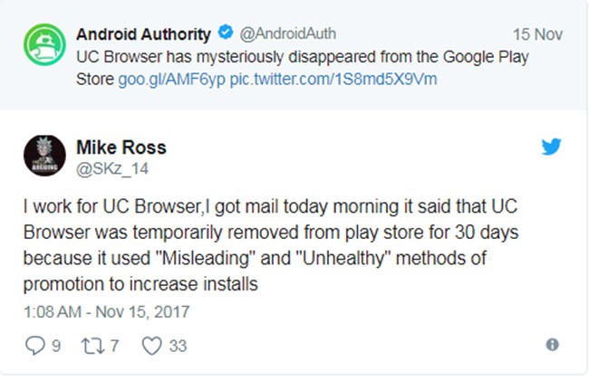 Trình duyệt UC Browser đã quay trở lại Google Play Store ảnh 1