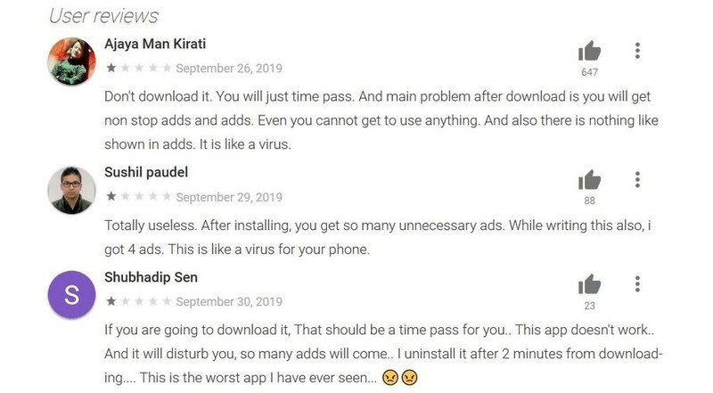 Một số ứng dụng trong danh sách này bị đánh giá 1 sao cùng nhiều bình bình luận tiêu cực. Ảnh: Phone Arena Ảnh: Phone Arena