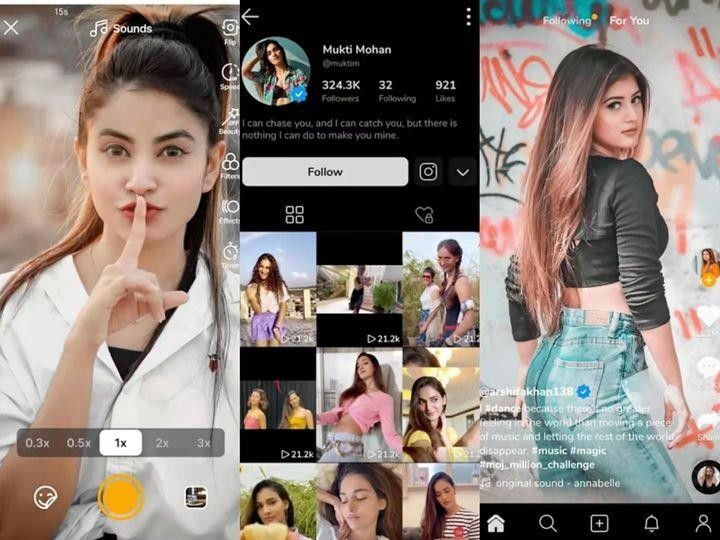 Giao diện ứng dụng video ngắn Moj.