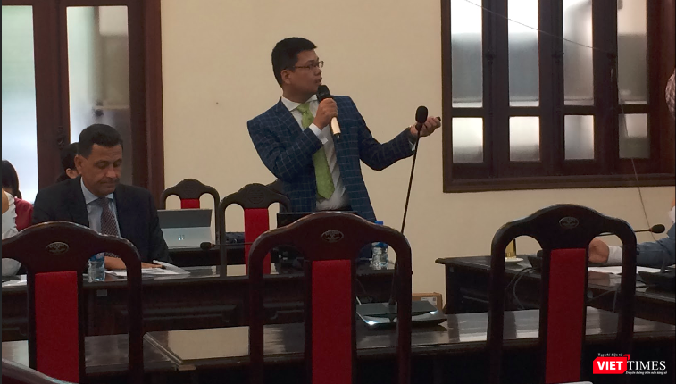 TS. Nguyễn Anh Dương, Trưởng ban Chính sách kinh tế vĩ mô của CIEM trình bày tại Hội thảo (Ảnh: P.D)