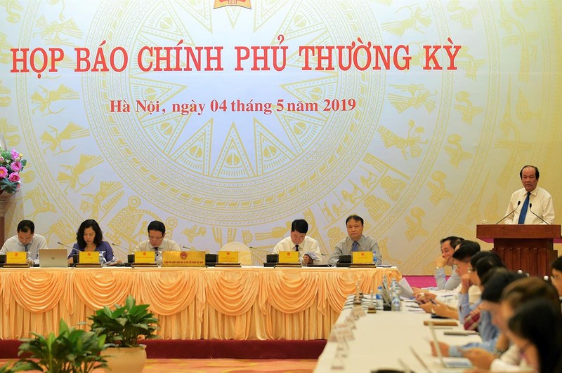 Toàn cảnh phiên họp báo Chính phủ thường kỳ tháng 4/2019 (Ảnh: VGP)