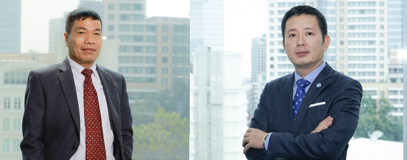 Ông Cao Xuân Ninh - tân Chủ tịch HĐQT Eximbank (bên trái) và ông Nguyễn Cảnh Vinh - Quyền Tổng Giám đốc Eximbank (bên phải)