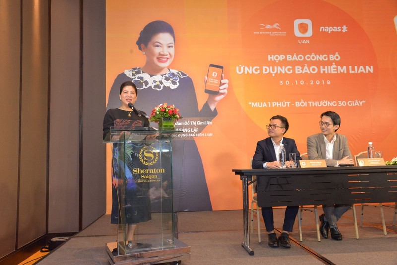 "Shark" Liên trong buổi họp báo công bố ứng dụng bảo hiểm LIAN (Ảnh: Internet)