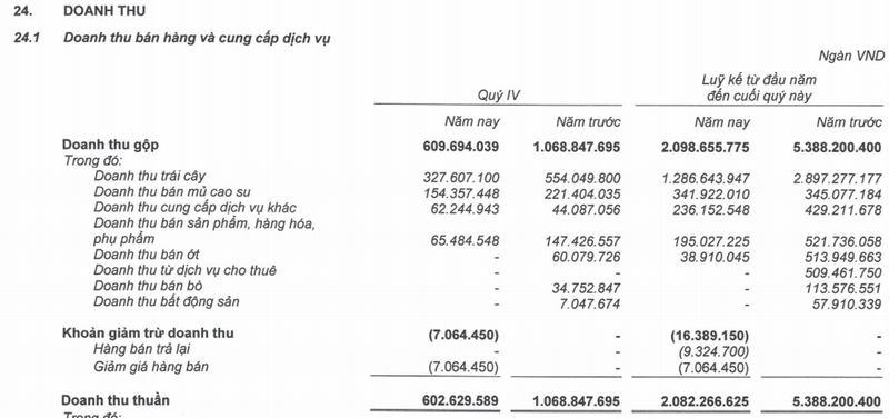 Cơ cấu doanh thu của HAG năm 2019 (Nguồn: BCTC Hợp nhất Quý 4/2019)